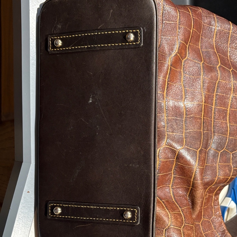 Dooney Bourke Brown Crocodile Pattern Shoulder Ba… - image 3